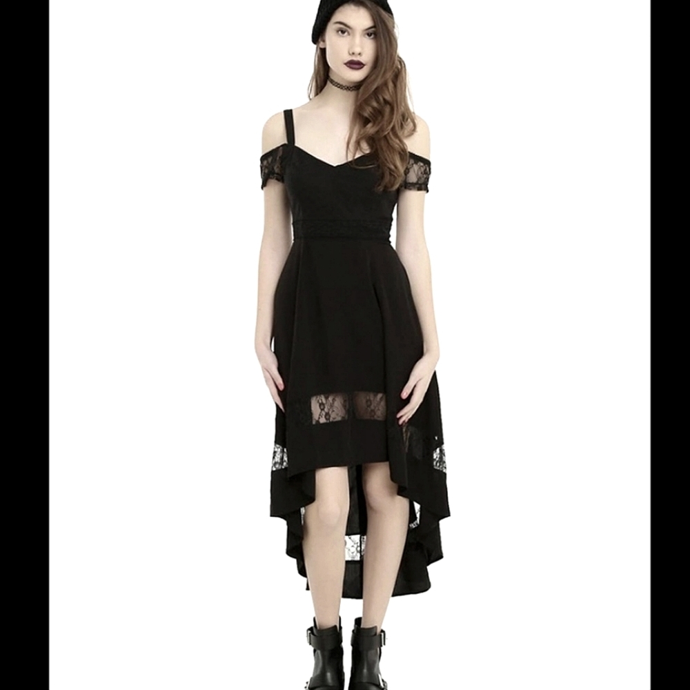 ☠️🖤 ROYAL BONES TrippNYC High Low Mesh Lacy Dress M 🖤☠️